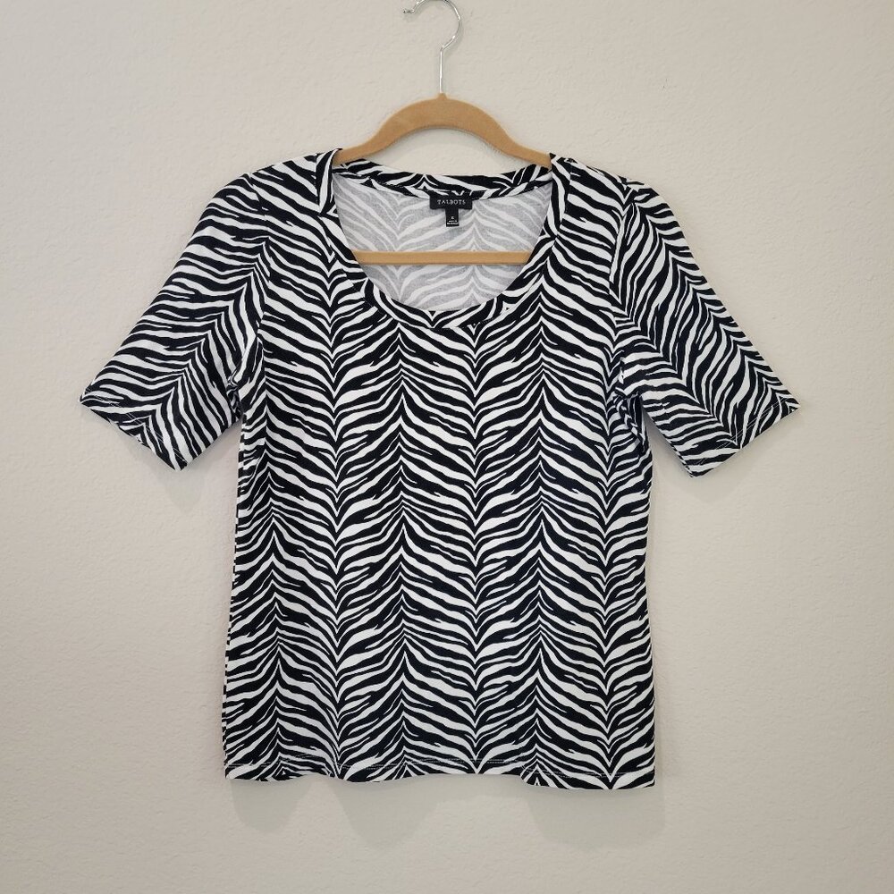 Talbots Zebra Print Knit Top, Size Small